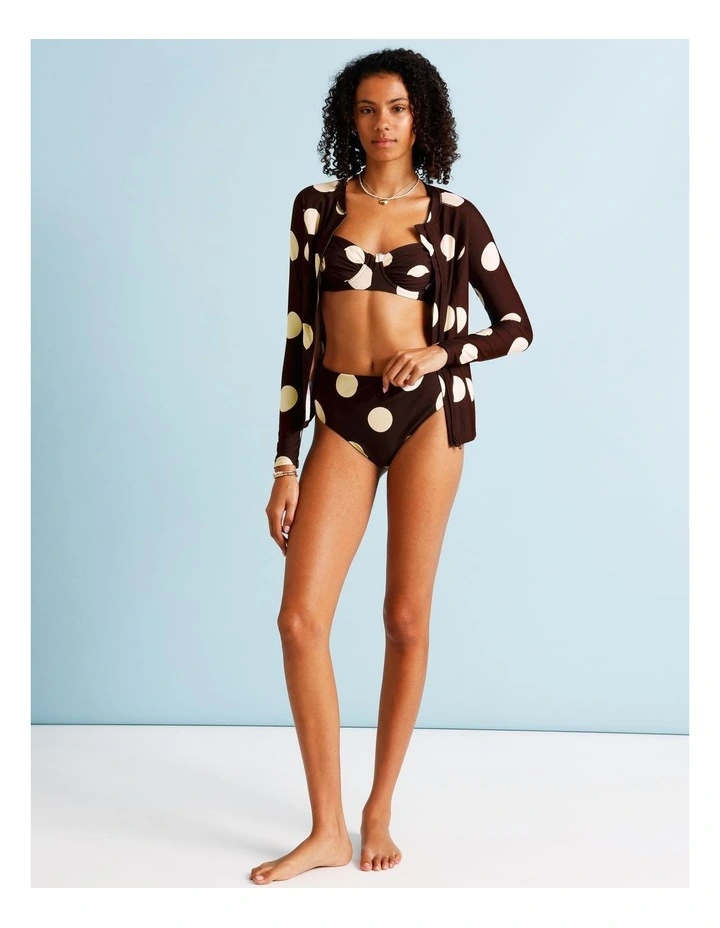 Cocoa Butter Lana High Rise Bikini Bottom in Coffee Bean Spot Print image 6