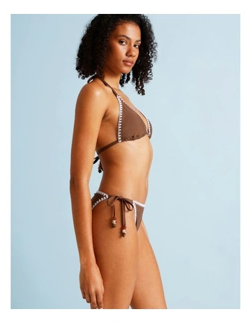 Karina Crochet Tie Up Bikini Bottom in Choc Vanilla