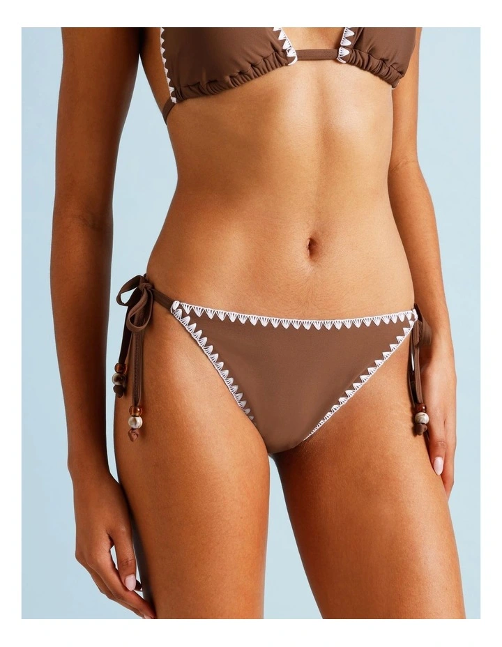 Karina Crochet Tie Up Bikini Bottom in Choc Vanilla image 2