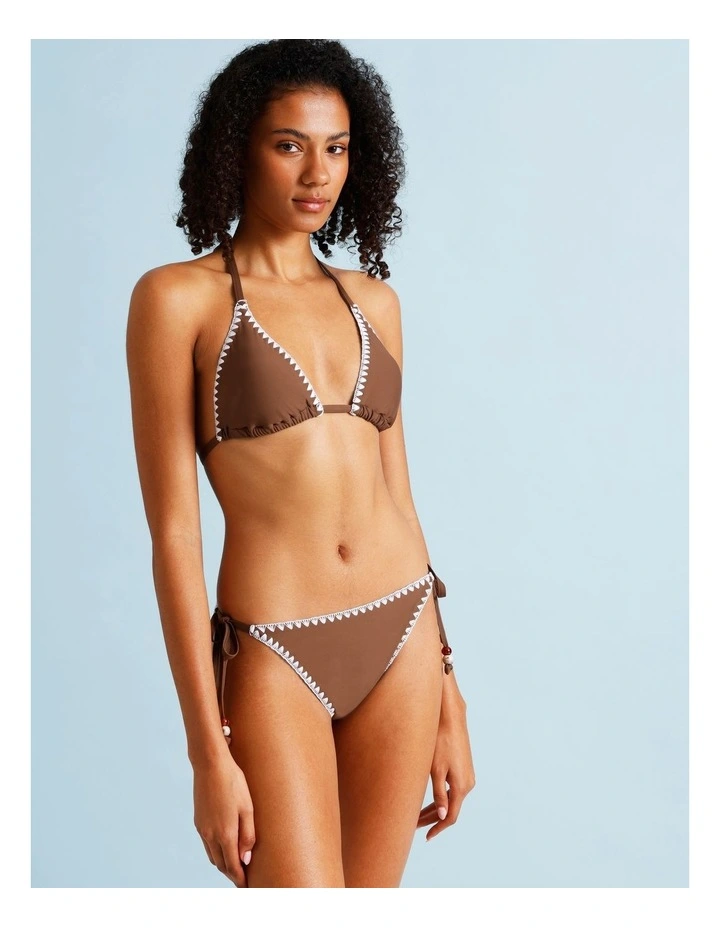Karina Crochet Tie Up Bikini Bottom in Choc Vanilla image 3