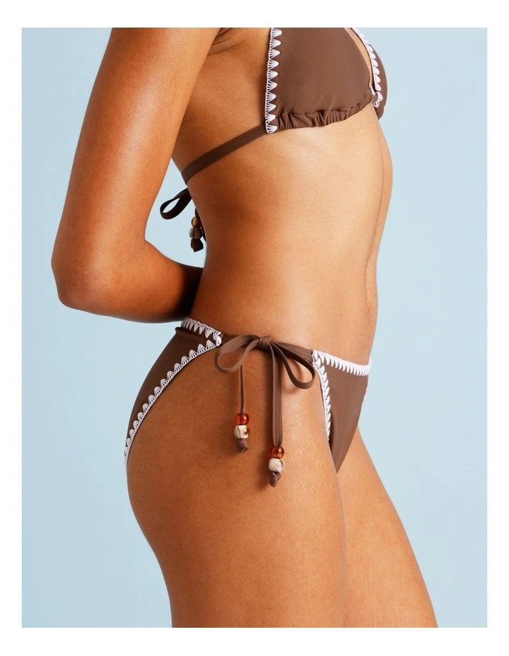 Karina Crochet Tie Up Bikini Bottom in Choc Vanilla image 4