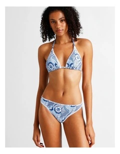 Blue Lagoon Brooke Crochet Swim Bottom in Coastal Patchwork Print