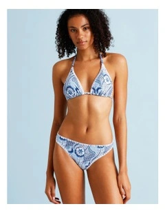 Blue Lagoon Brooke Crochet Swim Bottom in Coastal Patchwork Print