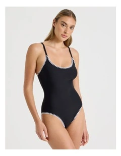 Bonnie Crochet Swimsuit in Black/Ecru