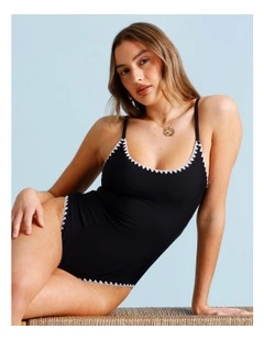 Bonnie Crochet Swimsuit in Black/Ecru