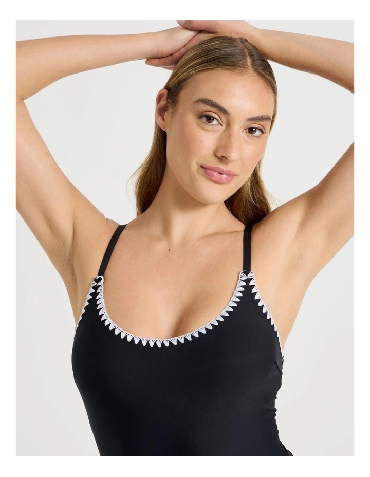 Bonnie Crochet Swimsuit in Black/Ecru image 2