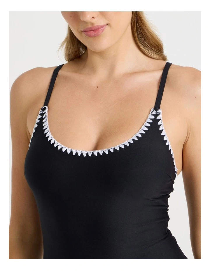 Bonnie Crochet Swimsuit in Black/Ecru image 3