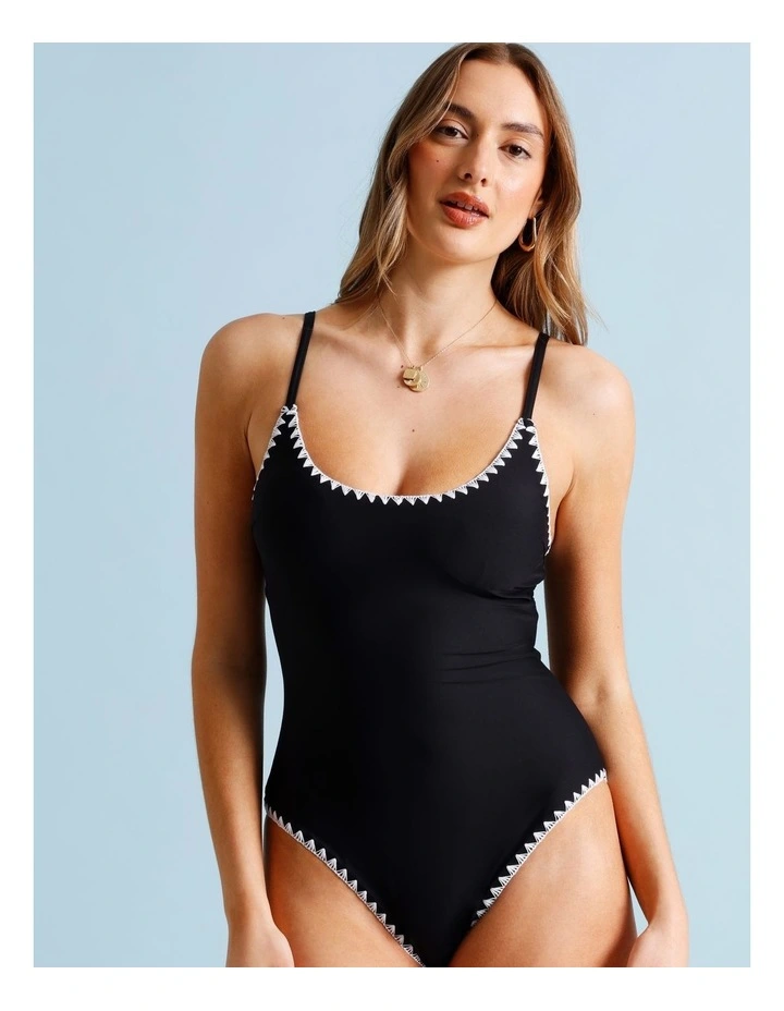 Bonnie Crochet Swimsuit in Black/Ecru image 3