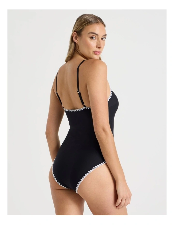 Bonnie Crochet Swimsuit in Black/Ecru image 4