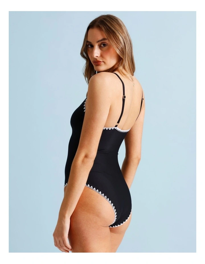 Bonnie Crochet Swimsuit in Black/Ecru image 5