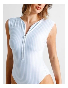 Zoe Swimsuit in Sky Blue Stripe Print