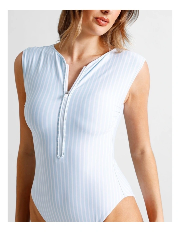 Zoe Swimsuit in Sky Blue Stripe Print image 1
