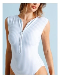 Zoe Swimsuit in Sky Blue Stripe Print
