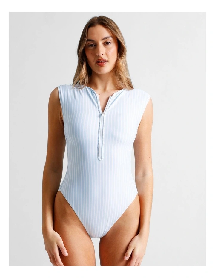 Zoe Swimsuit in Sky Blue Stripe Print image 2