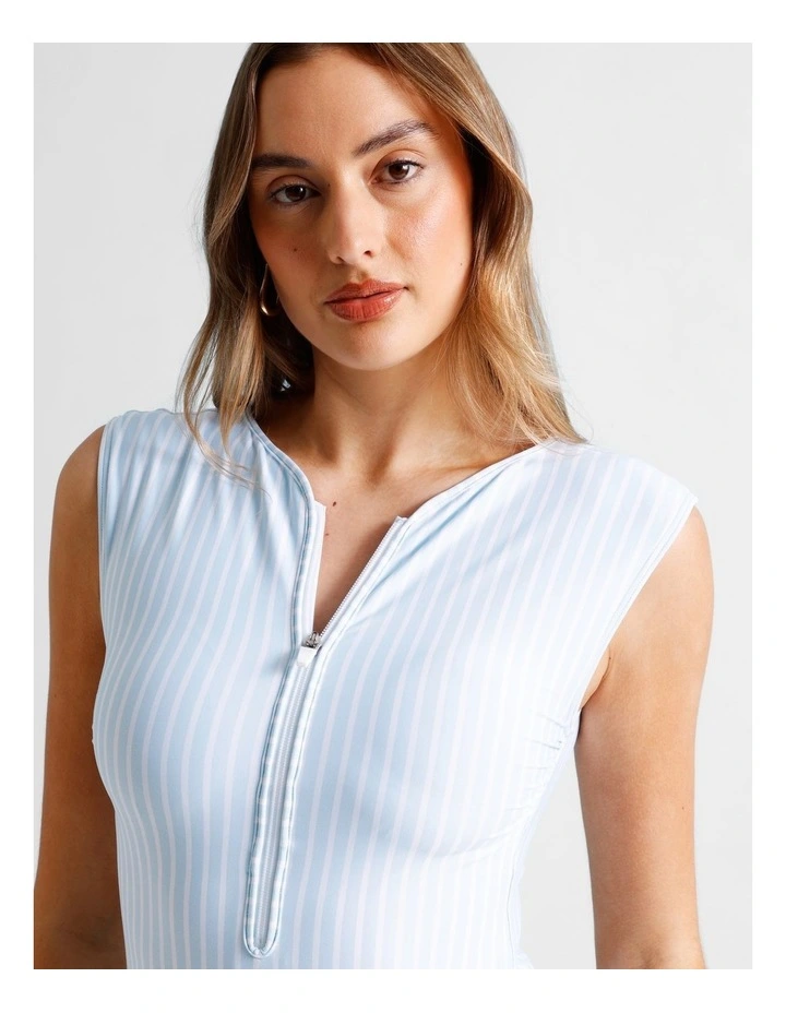 Zoe Swimsuit in Sky Blue Stripe Print image 5