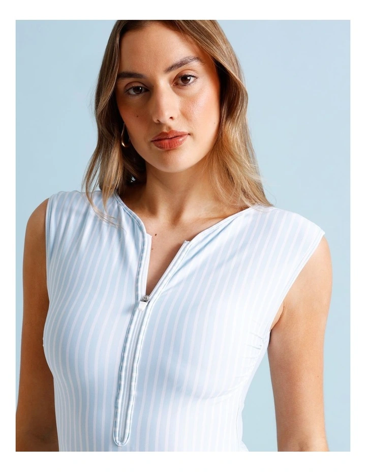 Zoe Swimsuit in Sky Blue Stripe Print image 5