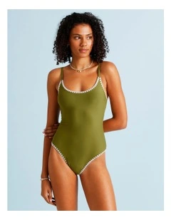 Olive Garden Bonnie Crochet Swimsuit in Olive