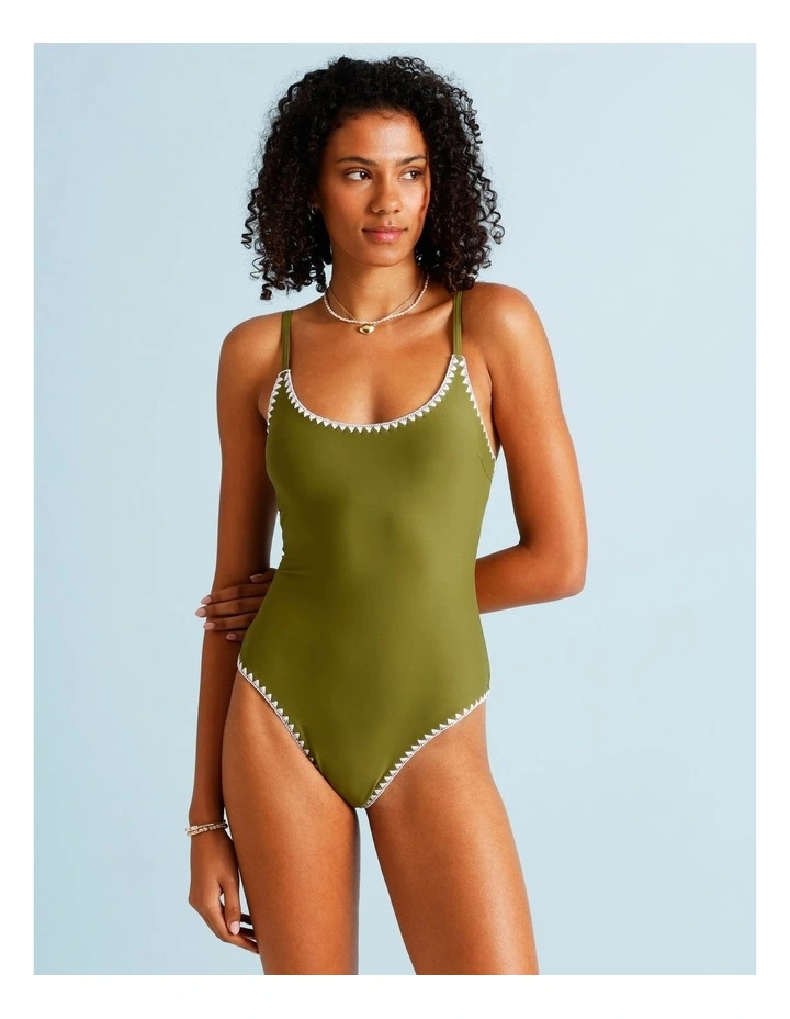 Olive Garden Bonnie Crochet Swimsuit in Olive image 1