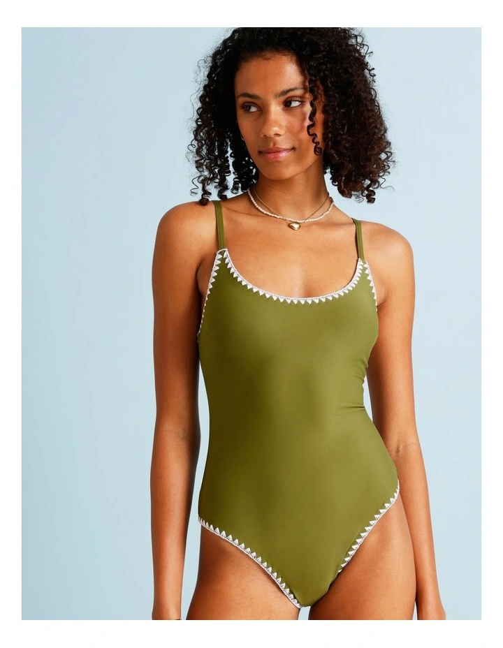 Olive Garden Bonnie Crochet Swimsuit in Olive image 3