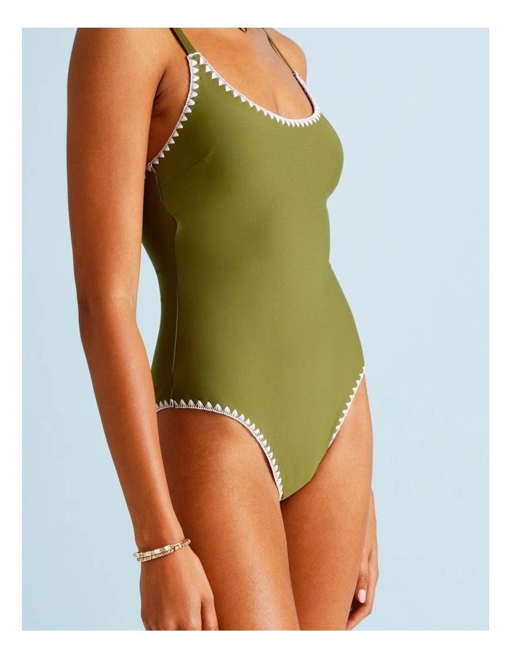 Olive Garden Bonnie Crochet Swimsuit in Olive image 4