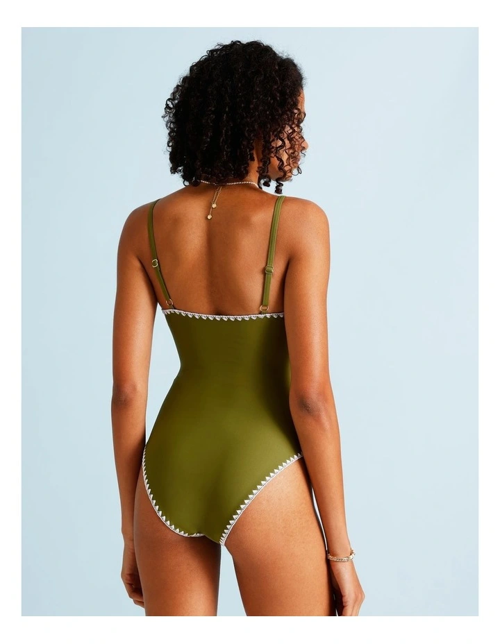 Olive Garden Bonnie Crochet Swimsuit in Olive image 6