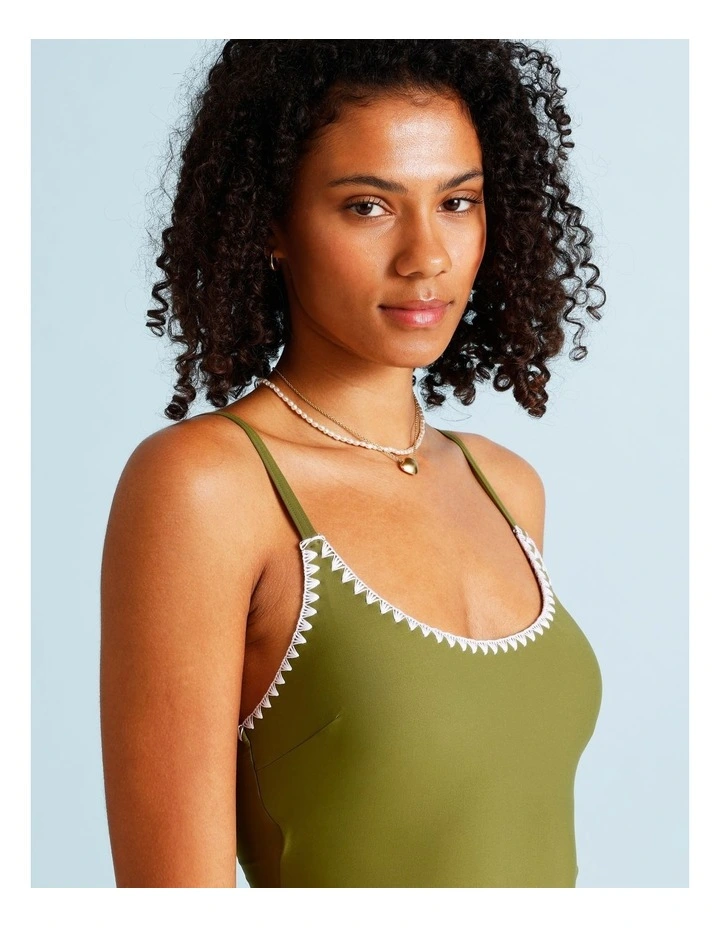 Olive Garden Bonnie Crochet Swimsuit in Olive image 7