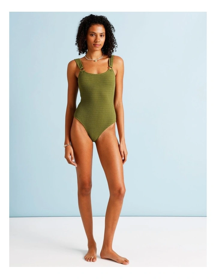 Olive Garden Tia Crinkle Swimsuit in Olive image 2