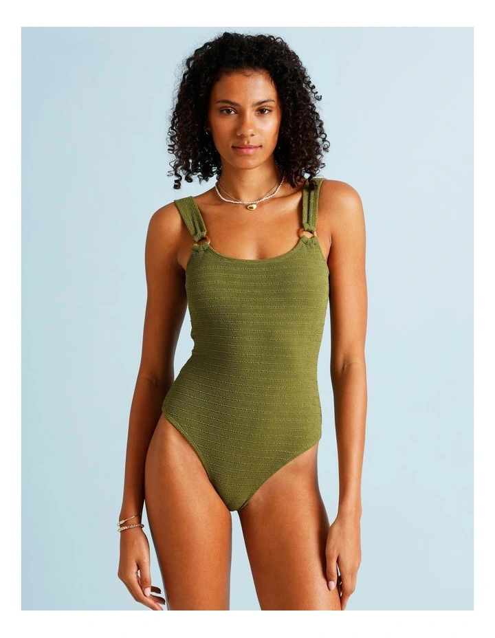 Olive Garden Tia Crinkle Swimsuit in Olive image 3