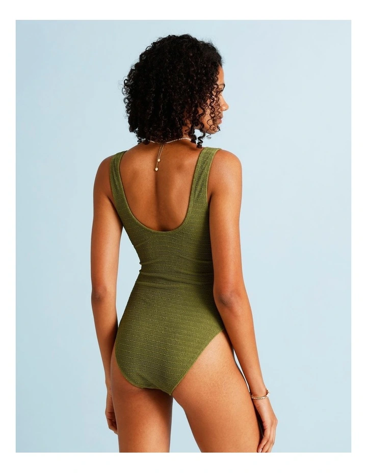 Olive Garden Tia Crinkle Swimsuit in Olive image 6