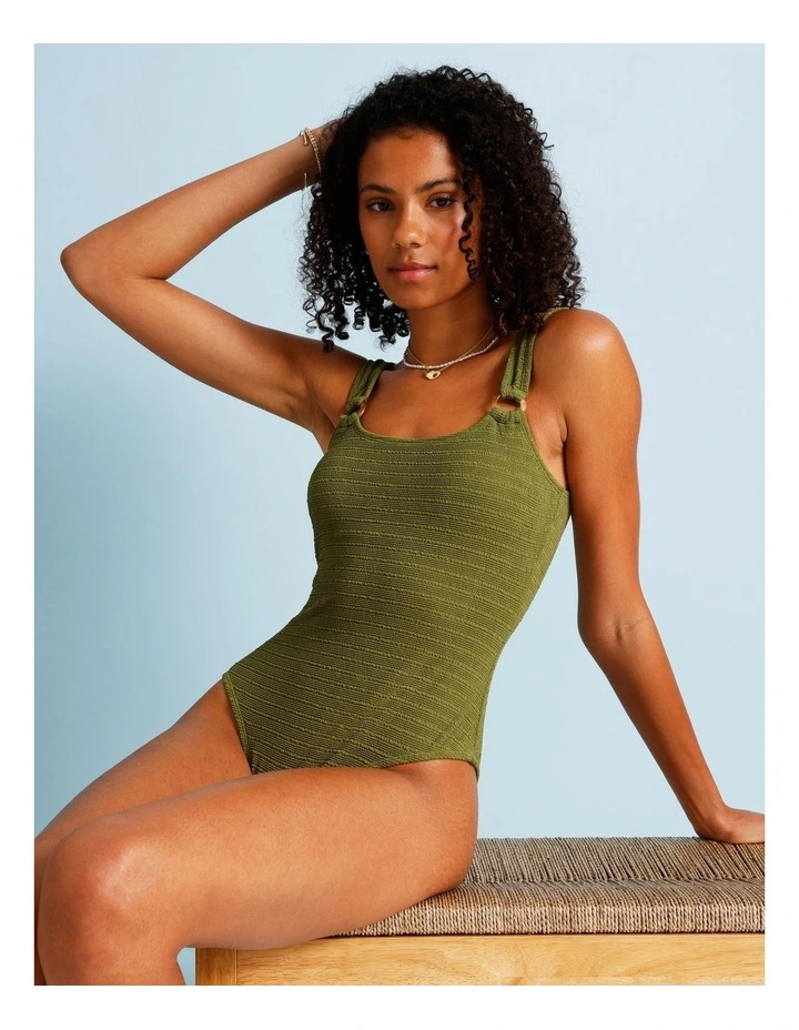 Olive Garden Tia Crinkle Swimsuit in Olive image 7