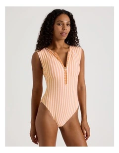 Summer Spritz Zoe Swimsuit in Peach Stripe Print