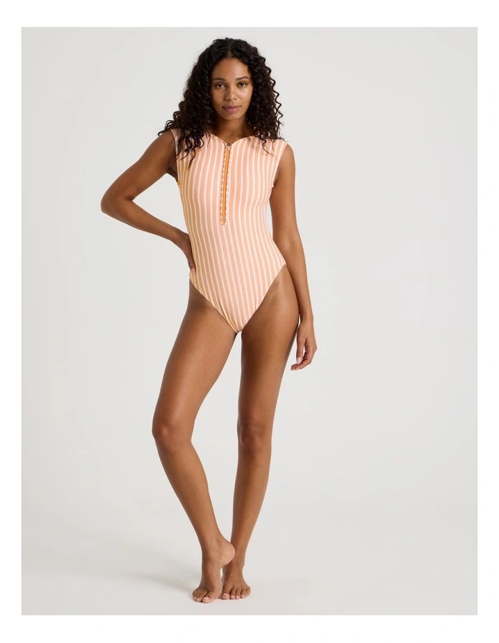 Summer Spritz Zoe Swimsuit in Peach Stripe Print image 2