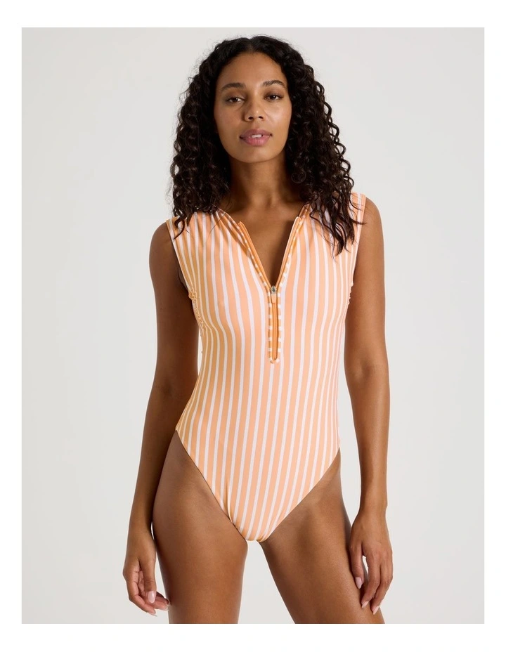 Summer Spritz Zoe Swimsuit in Peach Stripe Print image 3