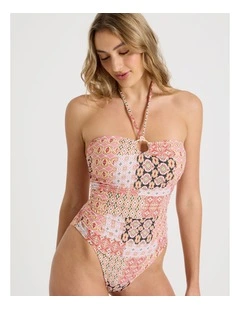 Elle Swimsuit in Painted Patchwork Print