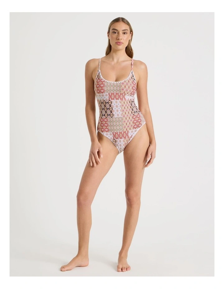 Bonnie Crochet Swimsuit in Painted Patchwork Print image 2