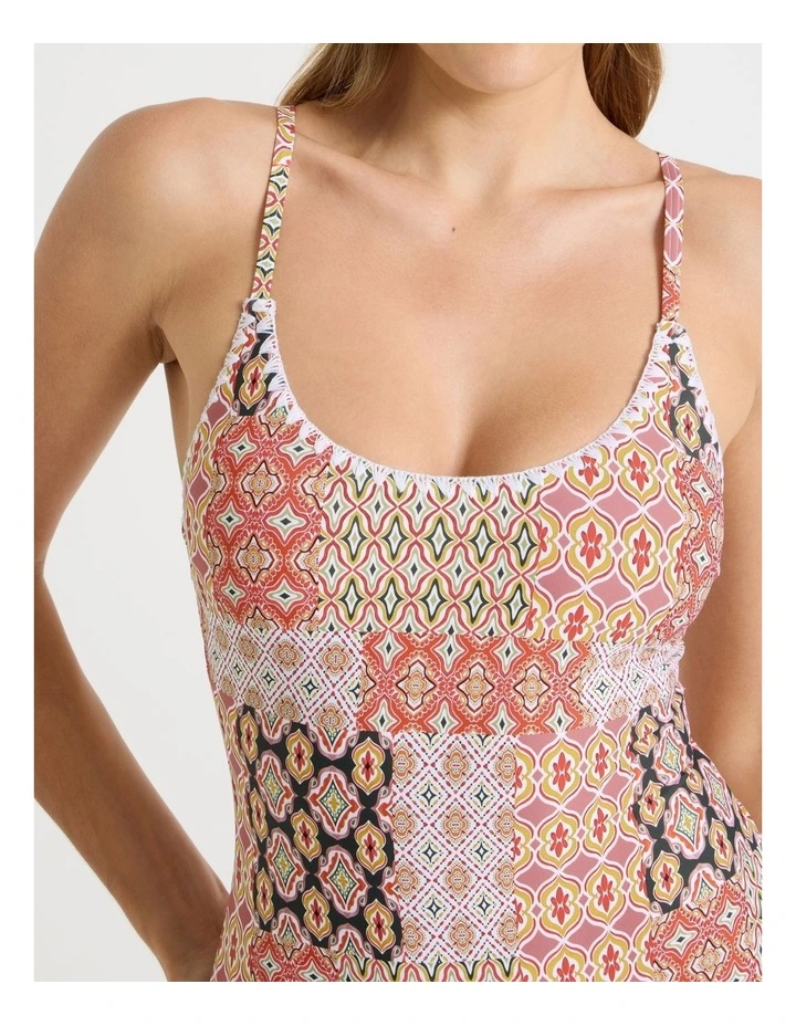 Bonnie Crochet Swimsuit in Painted Patchwork Print image 3