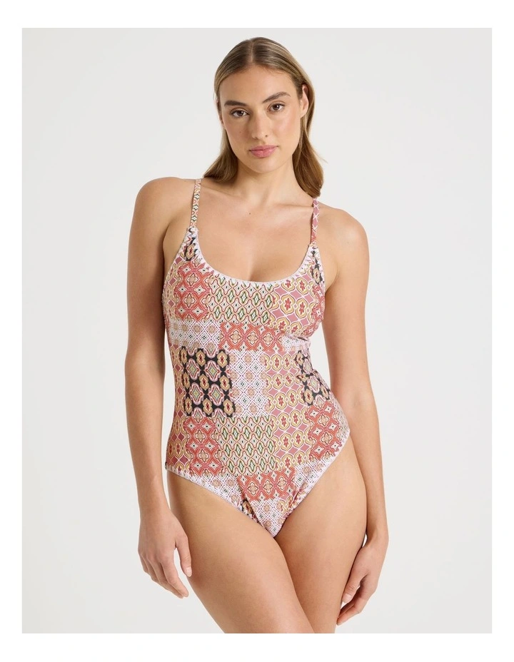 Bonnie Crochet Swimsuit in Painted Patchwork Print image 4
