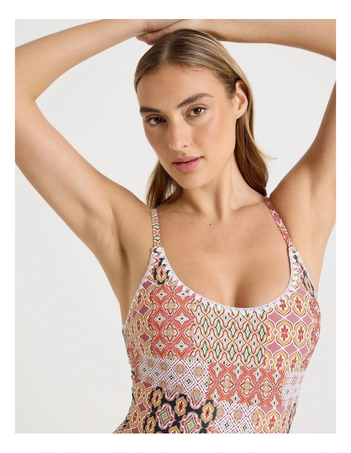 Bonnie Crochet Swimsuit in Painted Patchwork Print image 6