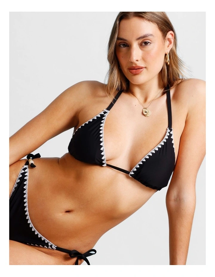 Rosie Crochet Bikini Top in Black/Ecru image 1
