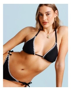Rosie Crochet Bikini Top in Black/Ecru