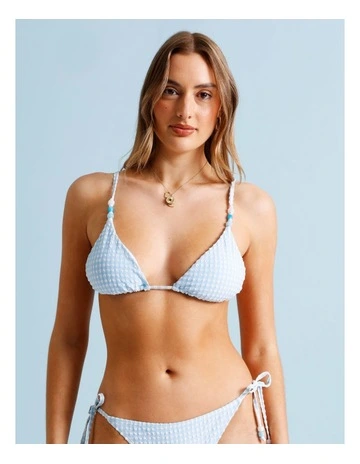 Milly Bikini Top in Sky in Blue Gingham Print