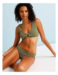 Olive Garden Rio Crinkle Swim Top in Olive Stripe Y/D Print