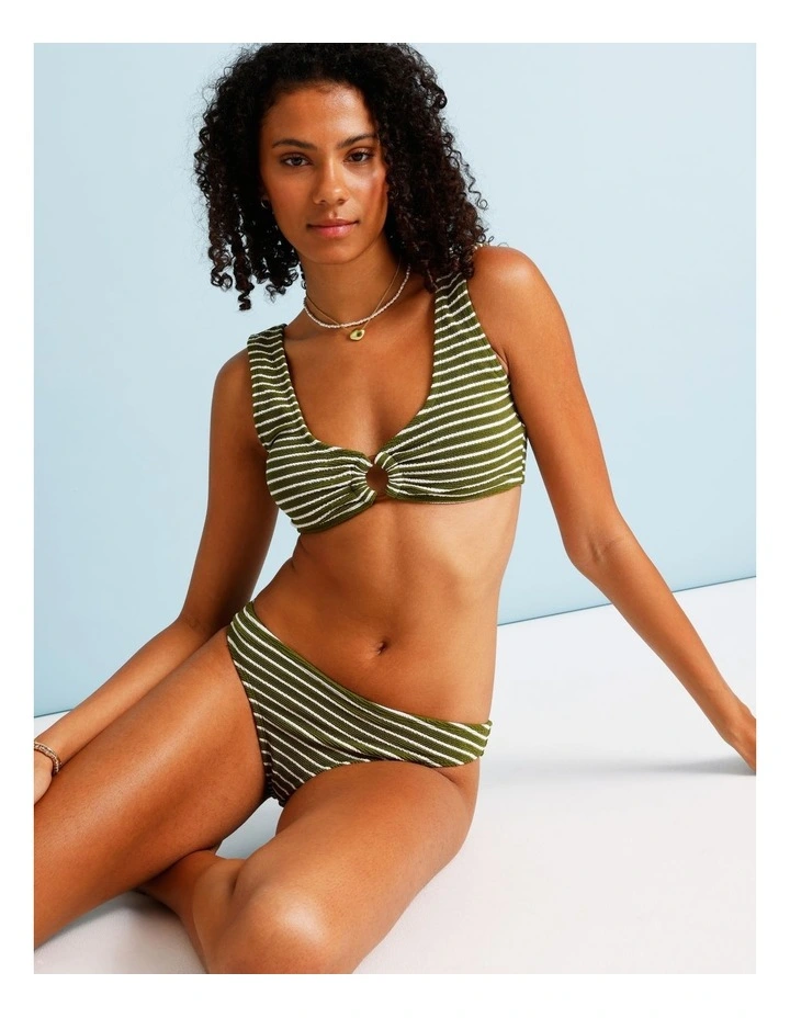 Olive Garden Rio Crinkle Swim Top in Olive Stripe Y/D Print image 1