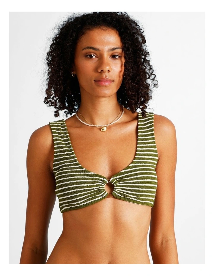 Olive Garden Rio Crinkle Swim Top in Olive Stripe Print image 2