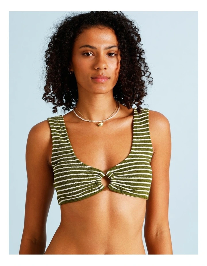 Olive Garden Rio Crinkle Swim Top in Olive Stripe Y/D Print image 2