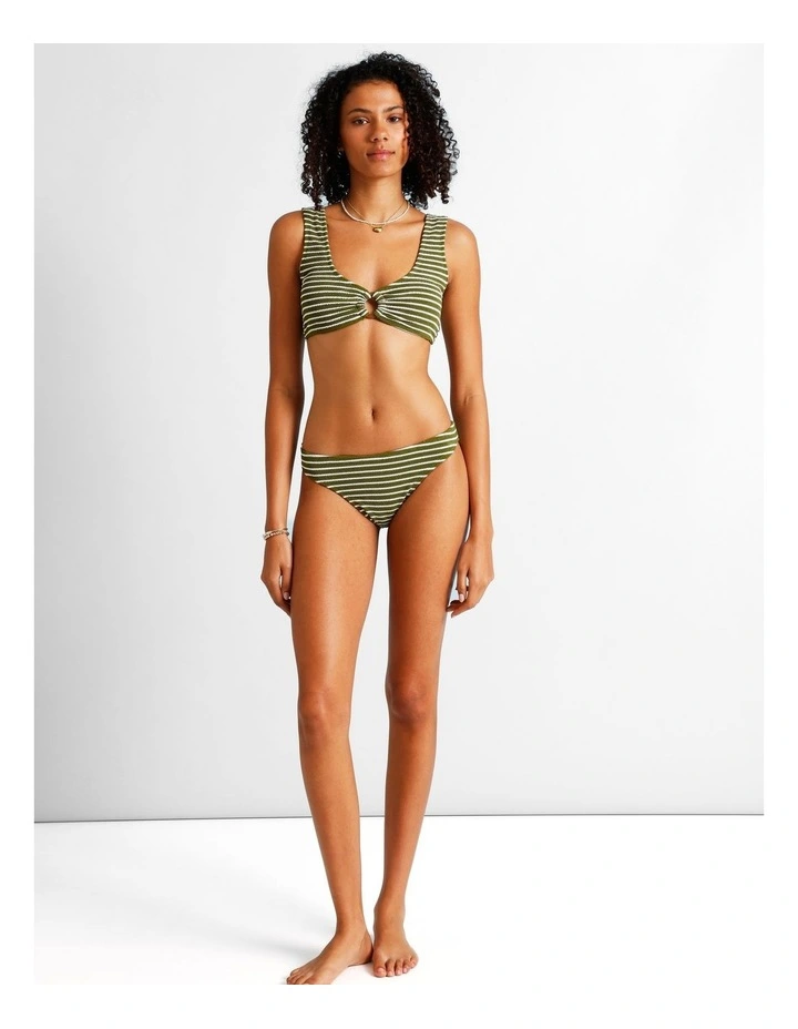 Olive Garden Rio Crinkle Swim Top in Olive Stripe Print image 3
