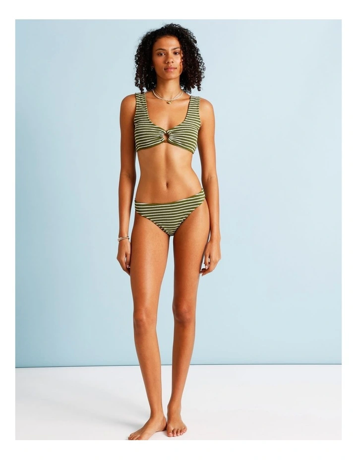 Olive Garden Rio Crinkle Swim Top in Olive Stripe Y/D Print image 3