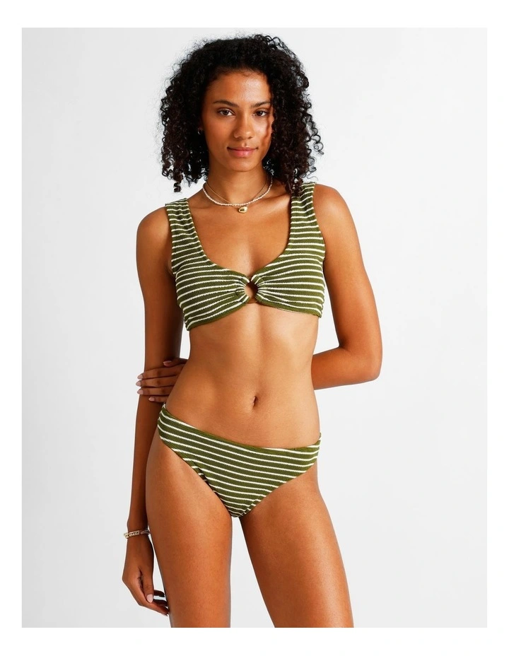 Olive Garden Rio Crinkle Swim Top in Olive Stripe Print image 4
