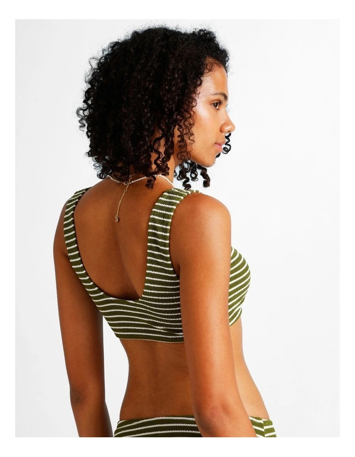 Olive Garden Rio Crinkle Swim Top in Olive Stripe Print image 5