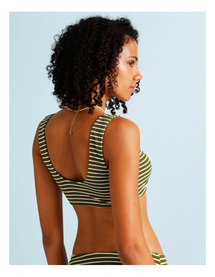 Olive Garden Rio Crinkle Swim Top in Olive Stripe Y/D Print image 5